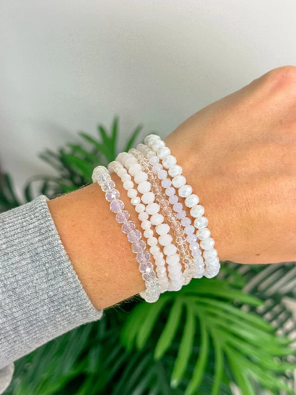 White Stacked Bracelet Set