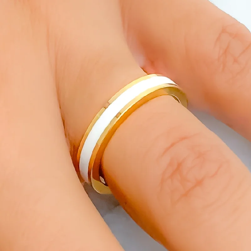 Magnificent White 22k Gold Enamel Band