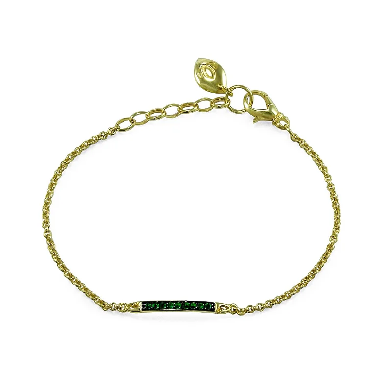 Linea Pavé Chain Bracelet - 18K Gold Vermeil + CZ Vert