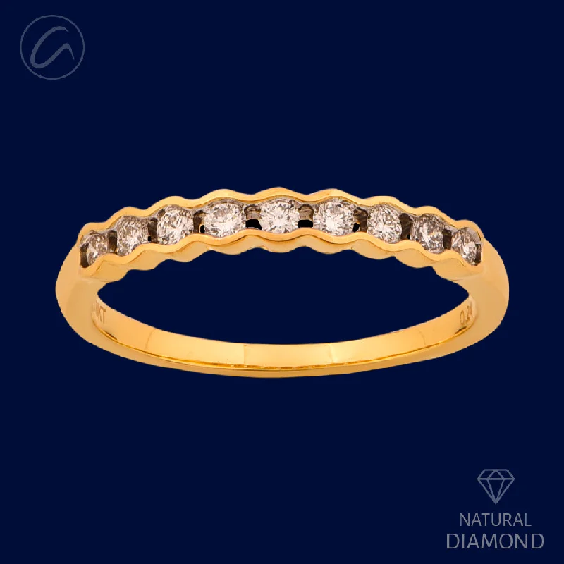 Unique Channel Set Diamond + 18k Gold Band Ring