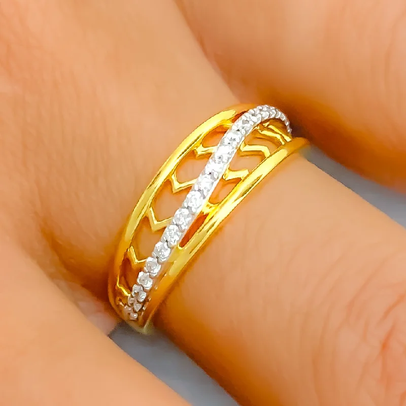 Ritzy Contemporary Diamond + 18k Gold Ring