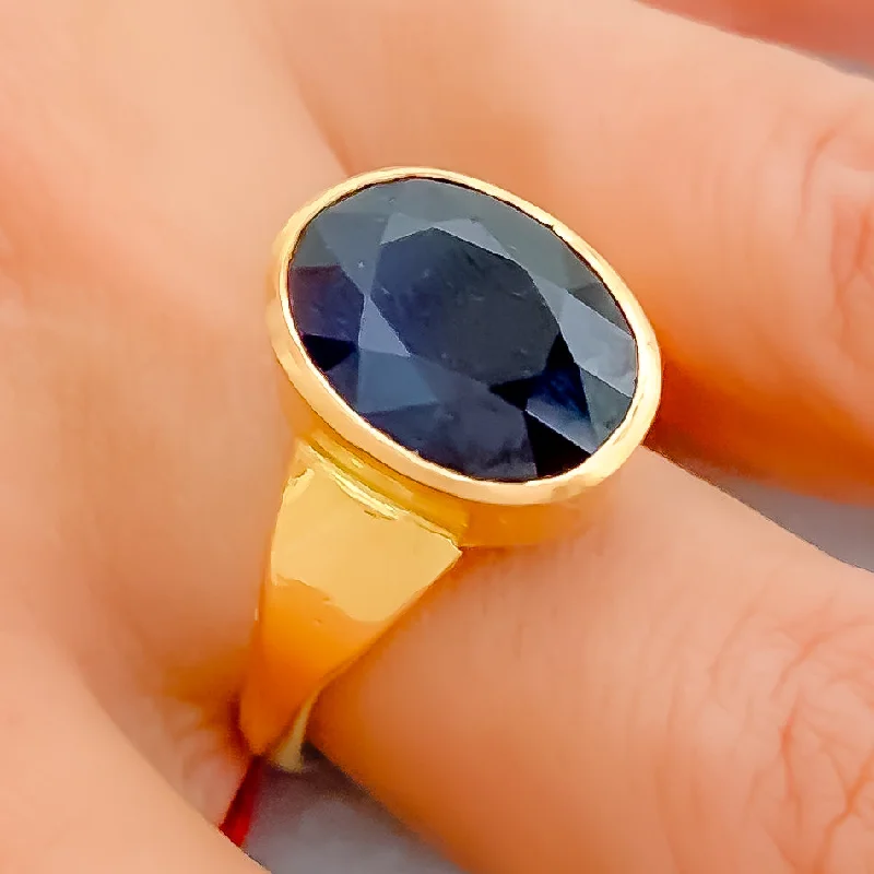 Majestic 22K Gold 7.5CT Blue Sapphire Ring