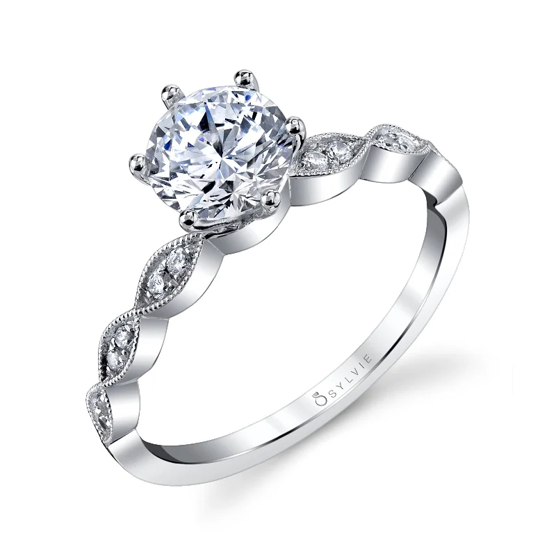 Sylvie 14K White Gold .09ctw Diamond Engagement Ring Semi-Mount (90603)