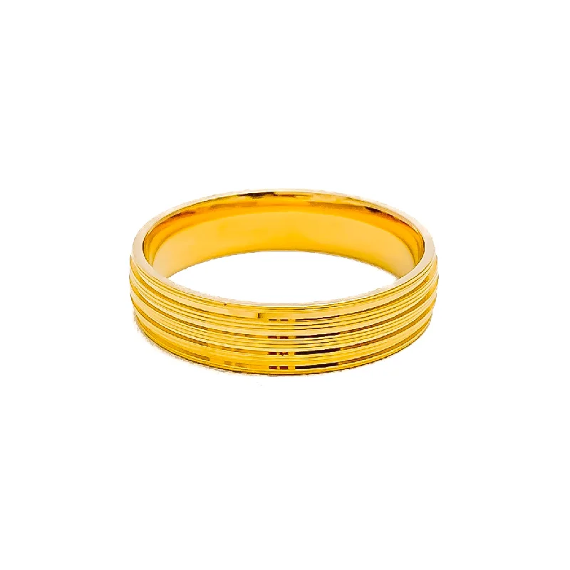 Modern Striped 22k Gold Band