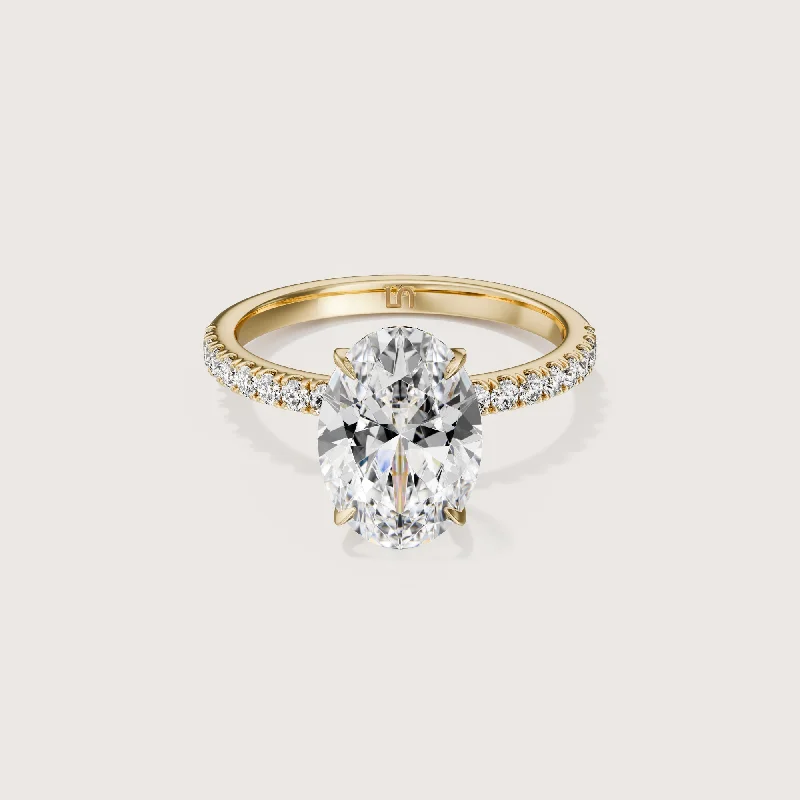 Icon Oval Solitaire - 4 claw - Diamond Band