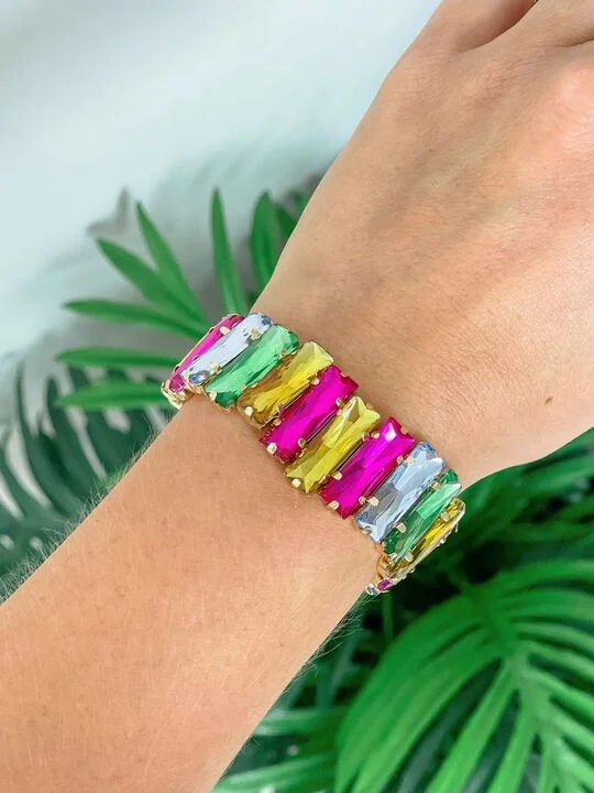 Iridescent Jewel Stretch Bracelet - Multi