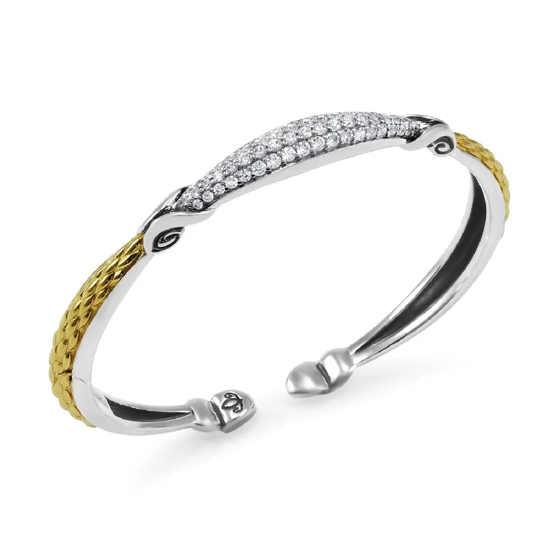 Mosaic Pavé Cuff 6.5mm - Two Tone + CZ Blanc