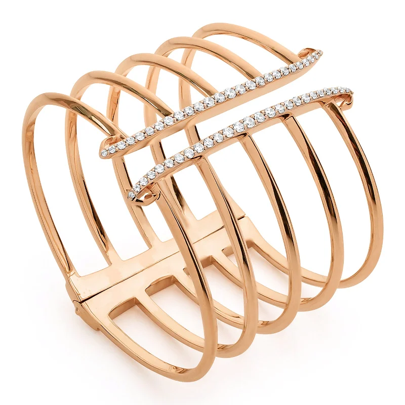 Corset Pavé Cuff 5 Bar - 18K Rose Gold Vermeil + CZ Blanc