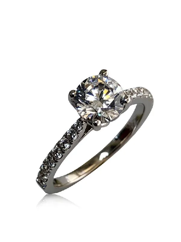 1 Carat Cubic Zirconia Engagement Ring with Tulip Petal Prong Setting