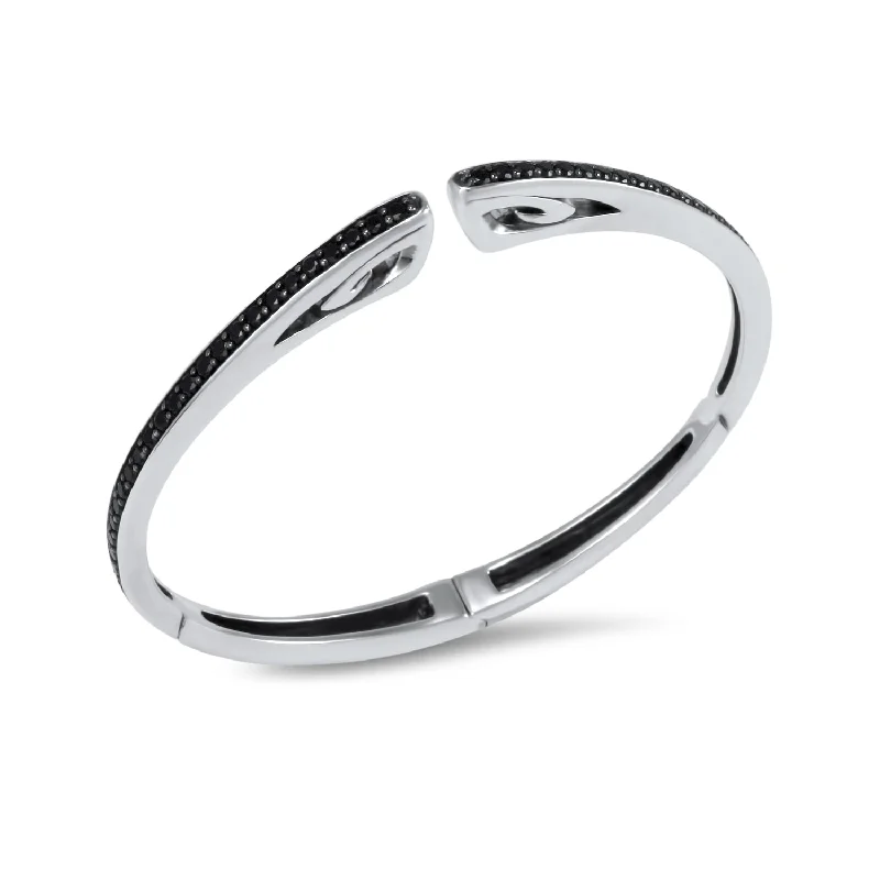 Spirit Pavé Cuff 3mm - Sterling Silver + CZ Noir