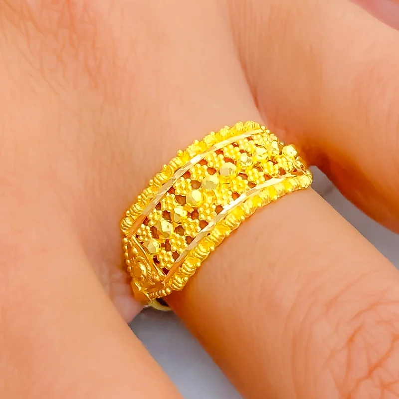 Medium Engraved 22K Gold Ring