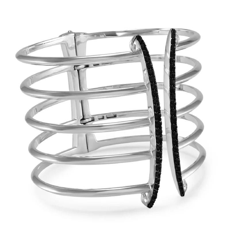 Corset Pavé Cuff 5 Bar - Sterling Silver + CZ Noir