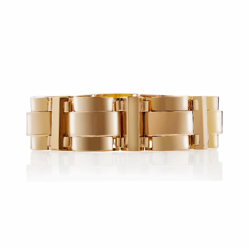 French Retro 18K Gold Tank Track Bracelet