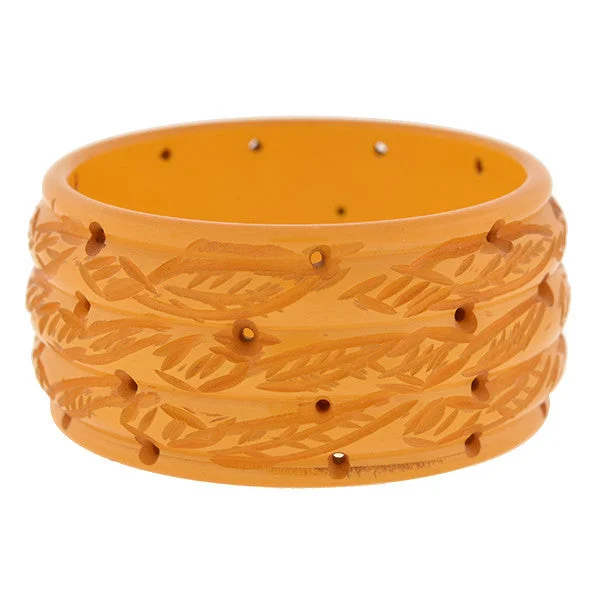 Retro Heavy Carved Bakelite Wide Bangle Bracelet