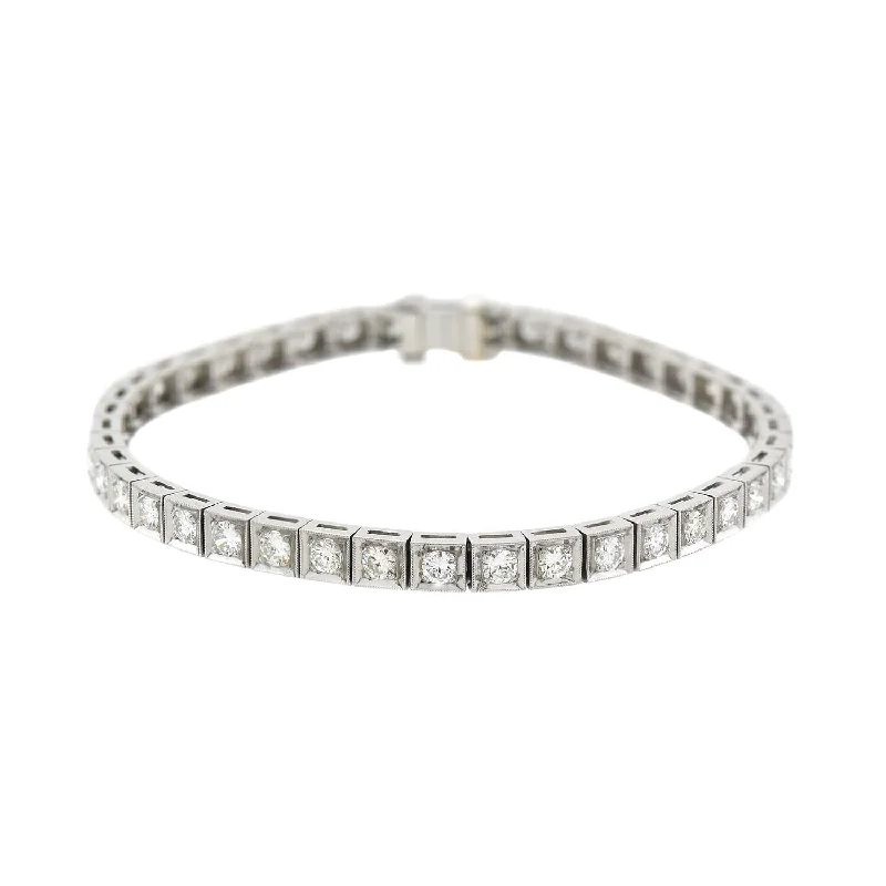 Art Deco Platinum + Diamond Line Bracelet 4ctw