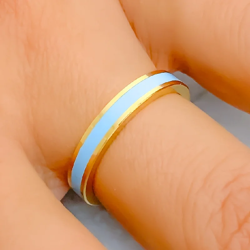 Upscale Subtle Sky Blue 22k Gold Enamel Band