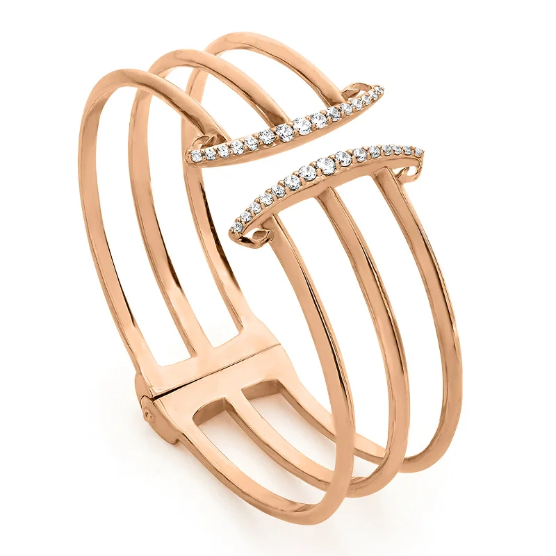 Corset Pavé Cuff 3 Bar - 18K Rose Gold Vermeil + CZ Blanc