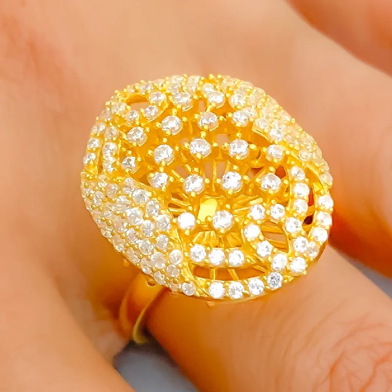 Luscious Oval 22k Gold CZ Statement Ring