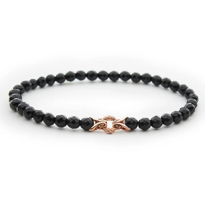 Bond Bracelet - 18K Rose Gold Vermeil + Black Agate