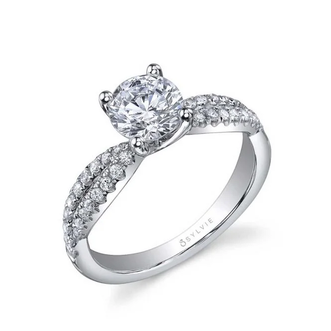 Sylvie 14K White Gold .28ctw Diamond Twist Band Engagement Semi-Mount (90616)