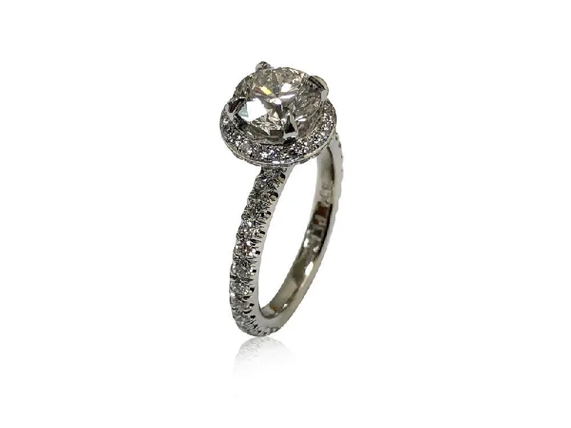 Hidden Halo Pave set Engagement ring 1 carat Center CZ