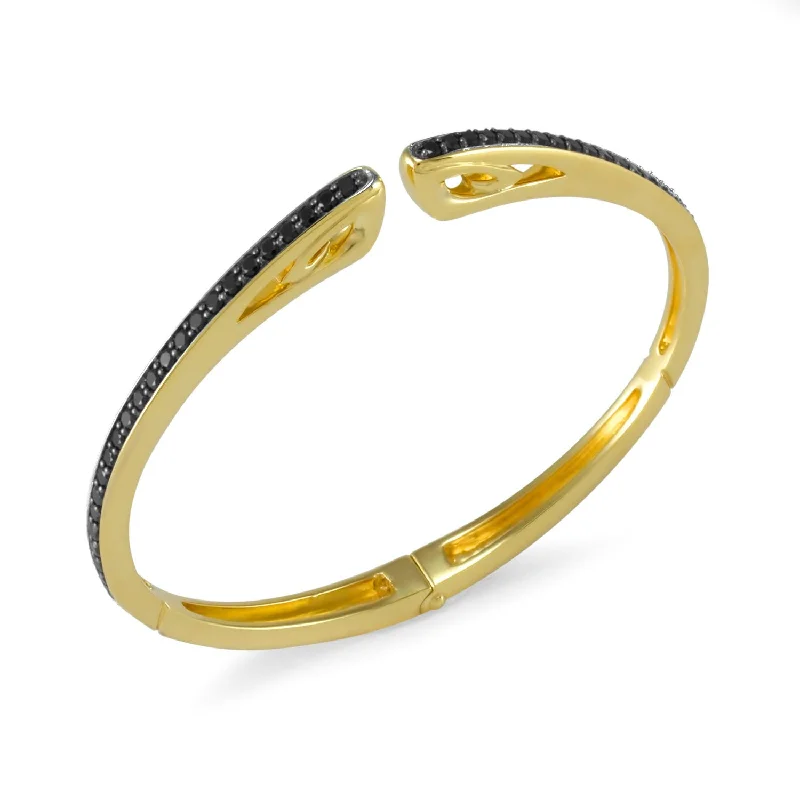 Spirit Pavé Cuff 3mm - 18K Gold Vermeil + CZ Noir