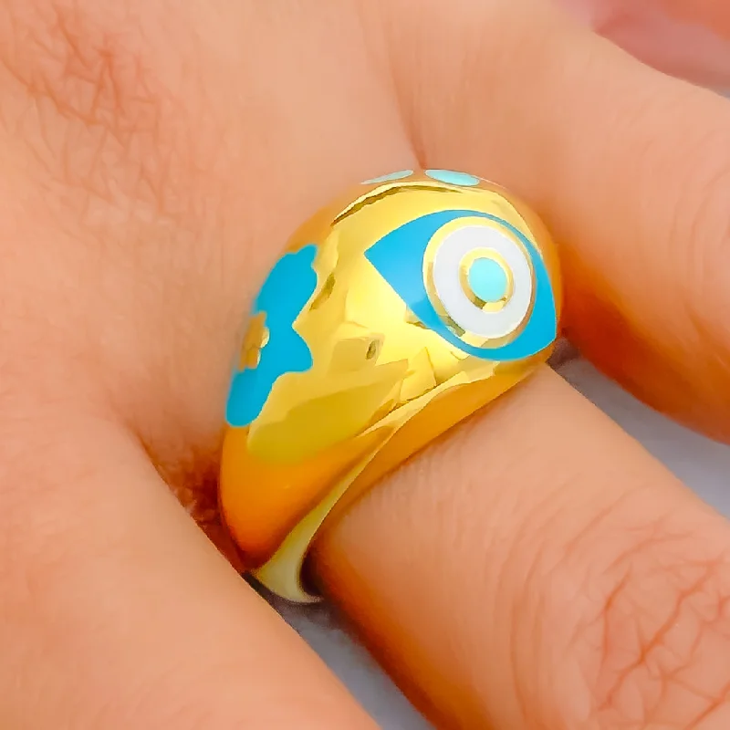 Trendy Distinct Evil Eye 21k Gold Ring