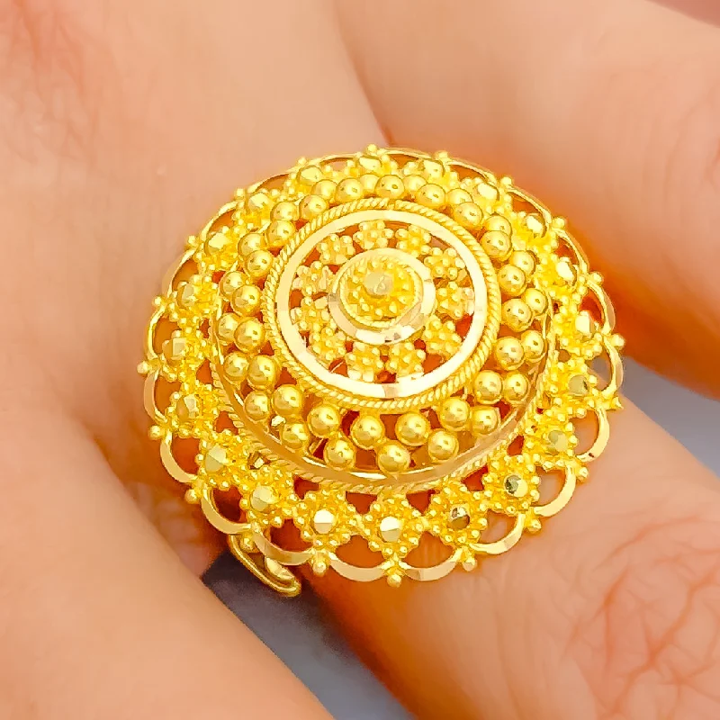 Brilliant Decadent 22k Gold Semi-Statement Ring