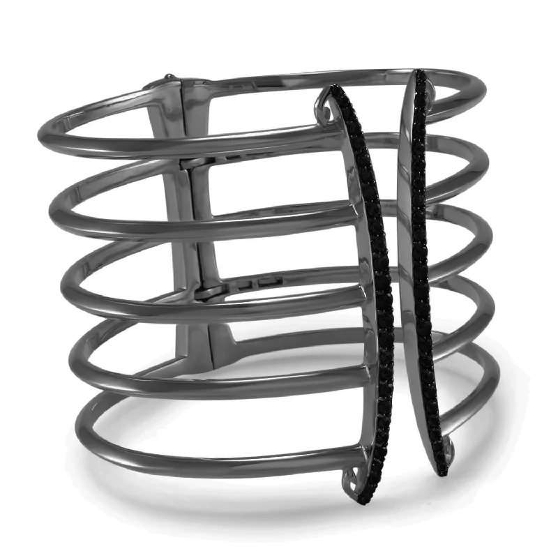 Corset Pavé Cuff 5 Bar - Black Ruthenium Vermeil + CZ Noir