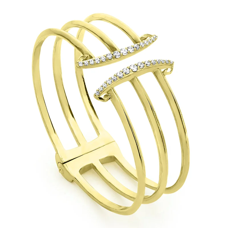 Corset Pavé Cuff 3 Bar - 18K Gold Vermeil + CZ Blanc