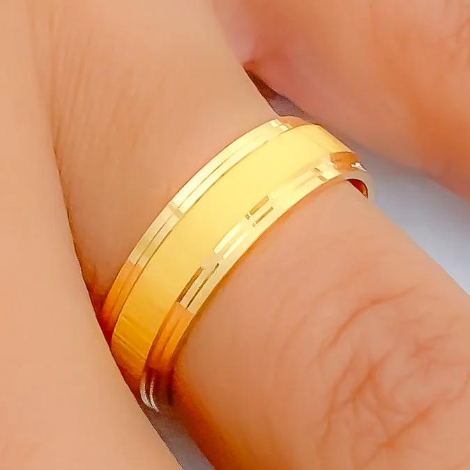 Elegant Brush Finished 22k Gold Band