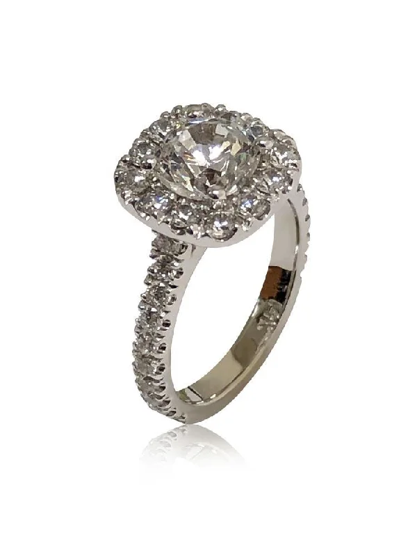 1.25 Cubic Zirconia Cushion Cut Engagement Ring