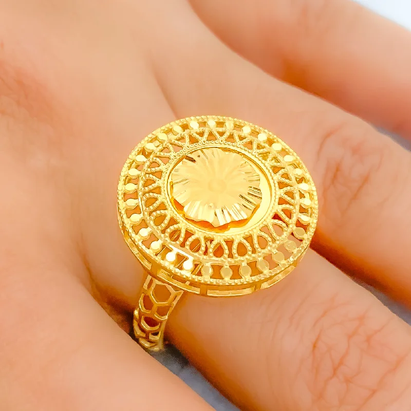 Gorgeous Modern Dome 21k Gold Ring