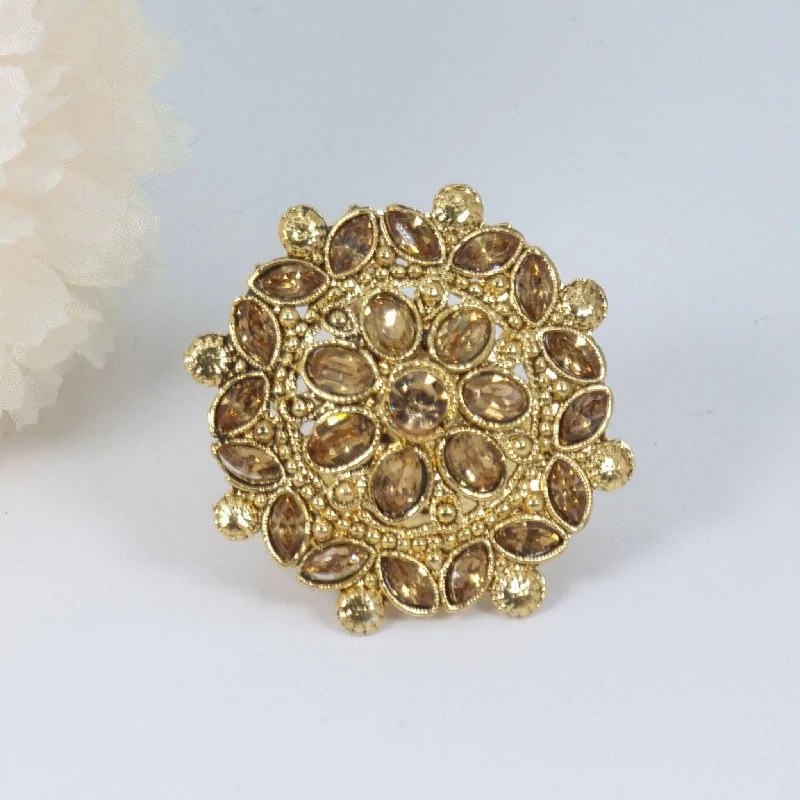 Antique Gold Mandala Statement Rings