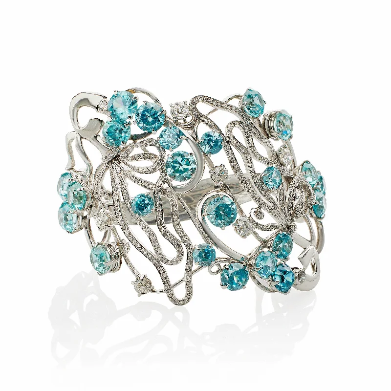 Seaman Schepps Blue Zircon and Diamond Bracelet