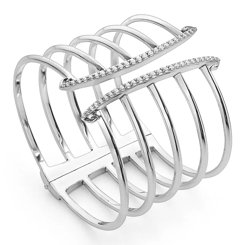 Corset Pavé Cuff 5 Bar - Sterling Silver + CZ Blanc