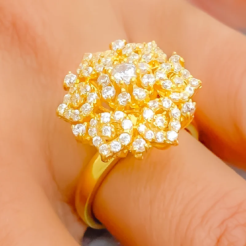 Striking Elegant 22k Gold CZ Statement Ring