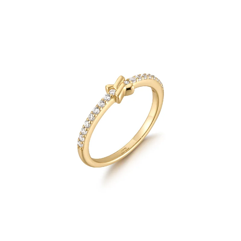 Gold Cross Cubic Zirconia Ring