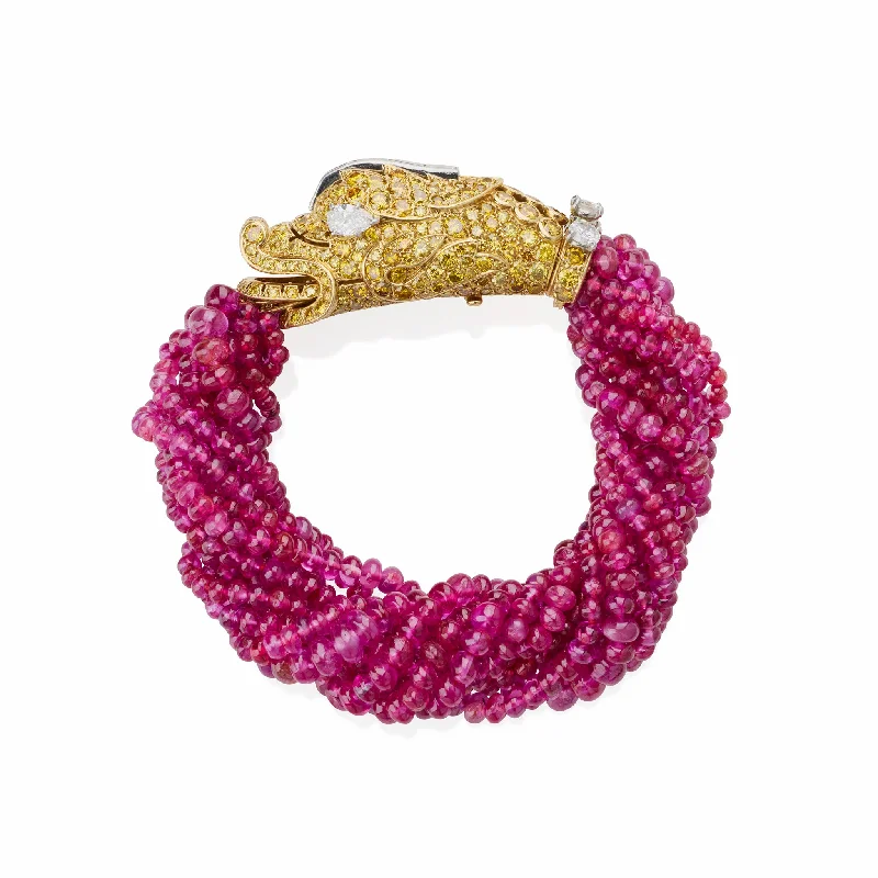 Cartier Paris Diamond and Ruby Chimera Head Bracelet