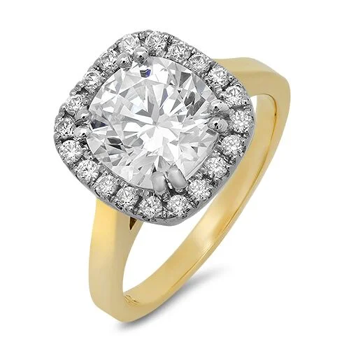 Rounded Cushion 3.5 Carat Cubic Zirconia Halo Two Tone Engagement Ring