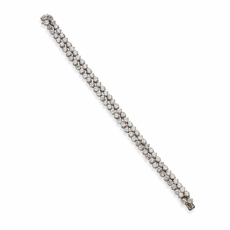 French Platinum and Diamond Double Line Bracelet, Bijouterie Bouchet