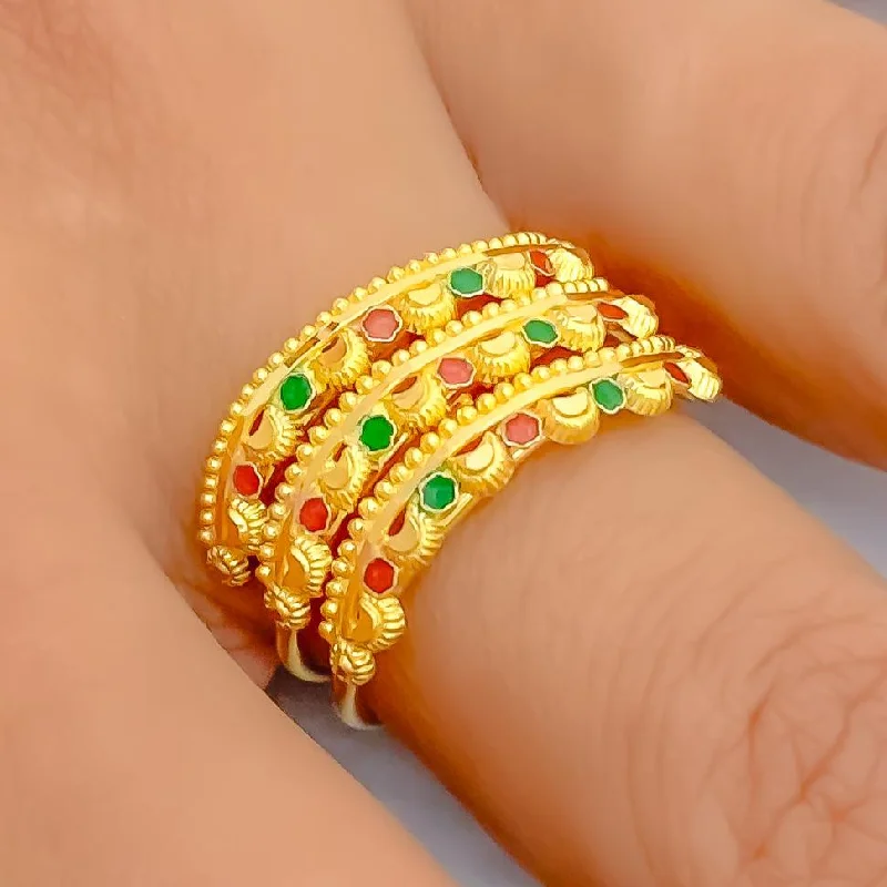 Laced Meenakari 22K Gold Spiral Ring