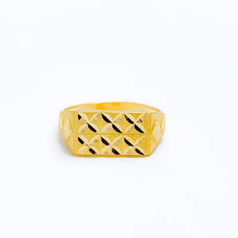 Ritzy Dual Finish Men's 22k Gold Ring