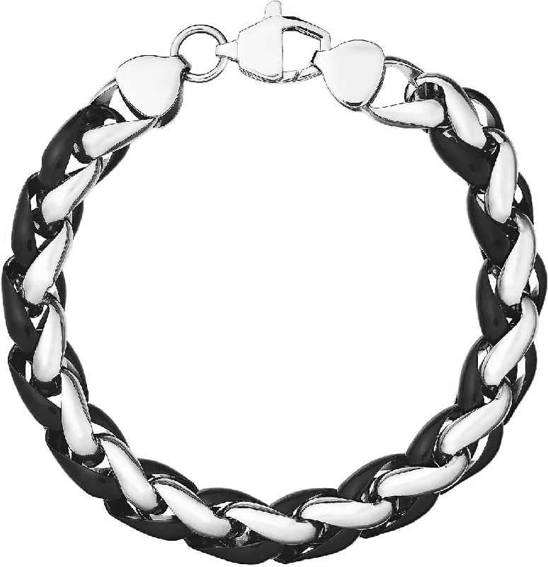 Men's Black-Tone Stainless Steel Chunky Chain Bracelet