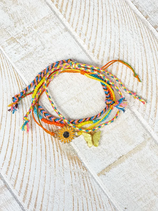 Woven Friendship Bracelet Stack - Yellow