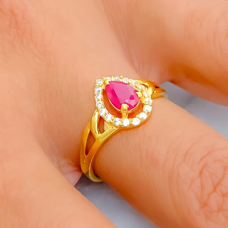 Jazzy Sparkling 22k Gold CZ Ring