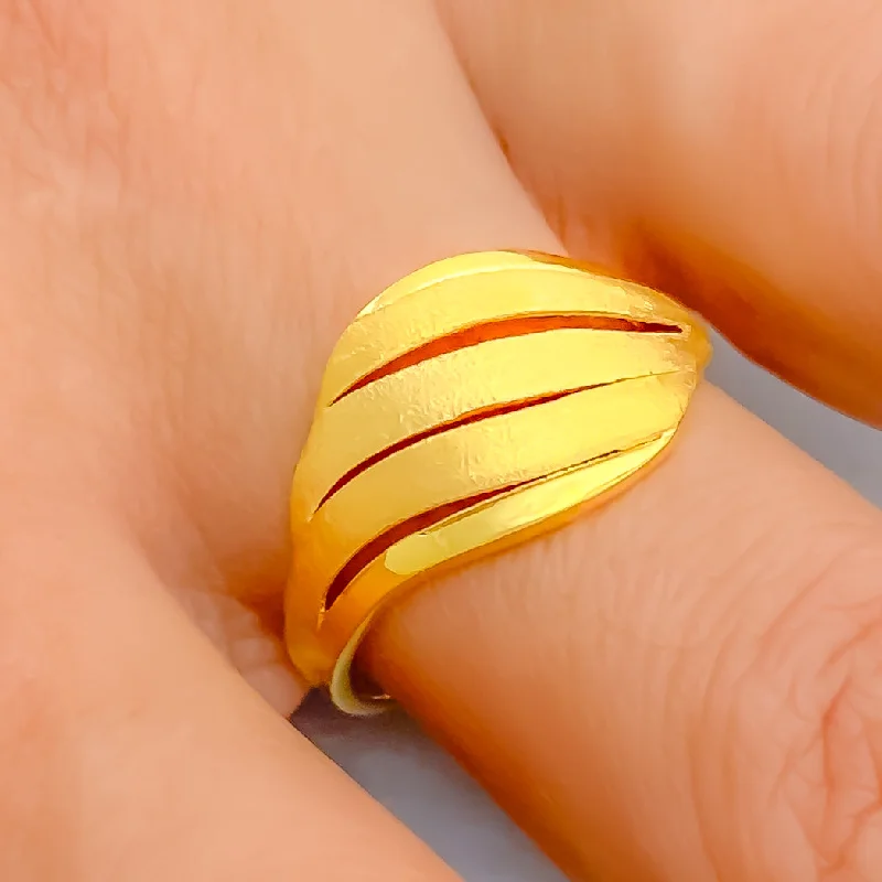 Palatial Triple Striped 22k Gold Ring