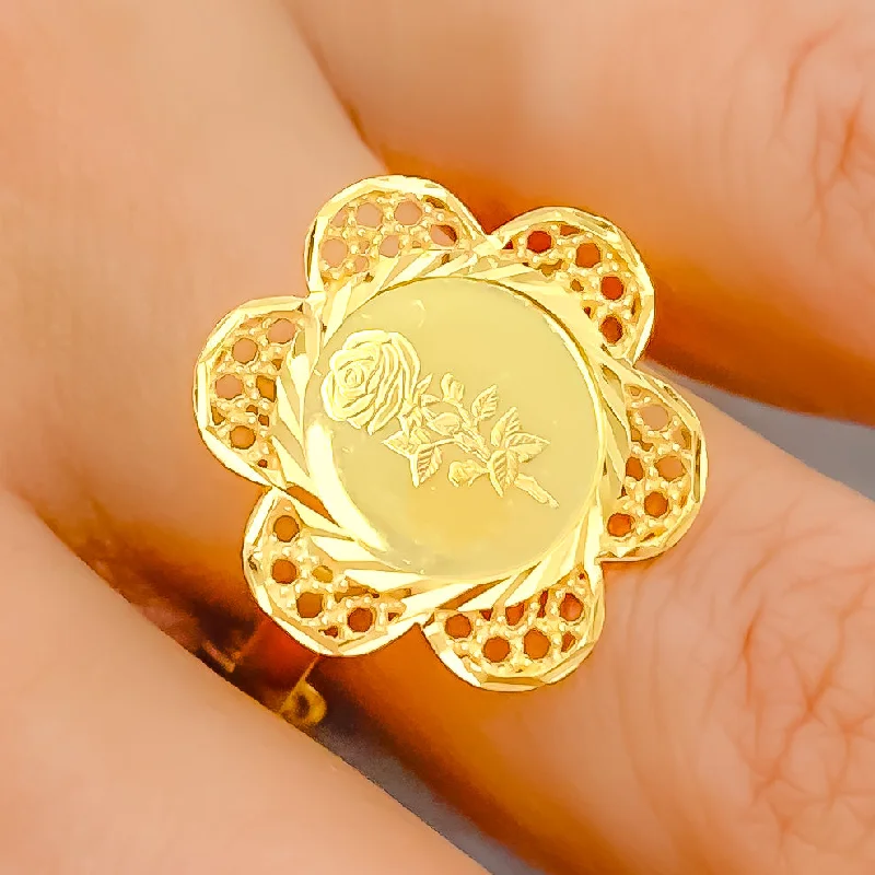 Ornate Coin 21k Gold Ring