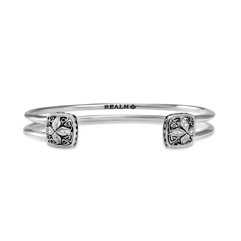 Duplicity Pavé Cuff 10mm - Sterling Silver + CZ Blanc