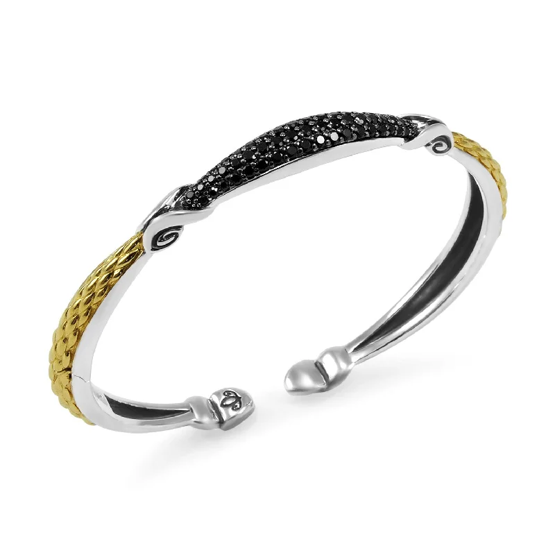 Mosaic Pavé Cuff 6.5mm - Two Tone + CZ Noir